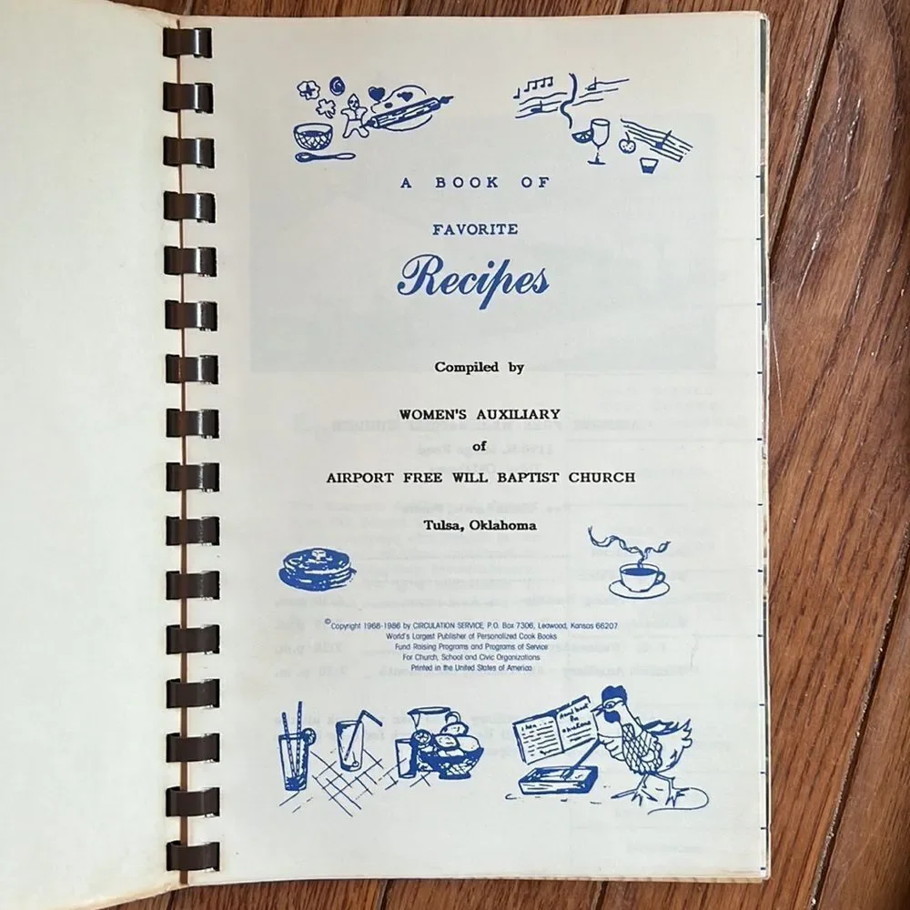 Vintage 1986 Women's Auxiliary of‎ Airport Free Will Baptist Church Cookbook